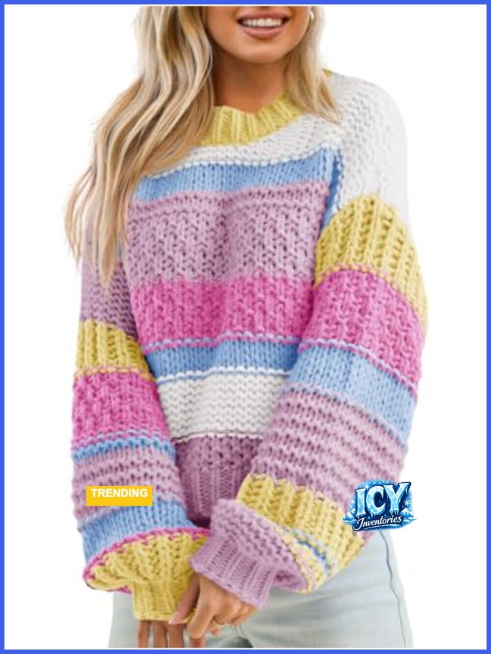 Chunky Knit Color Block Striped Cropped Sweater